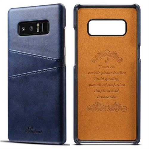 Suteni Retro Classic Card Slots Calf Leather Coated Back Cover for Samsung Galaxy Note 8 - Blue