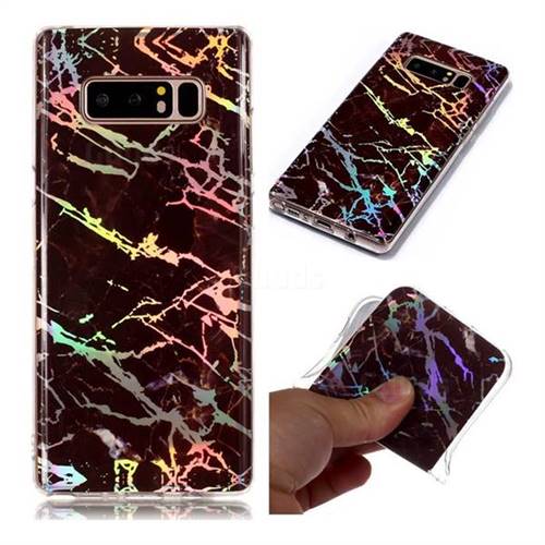 Black Brown Marble Pattern Bright Color Laser Soft TPU Case for Samsung Galaxy Note 8
