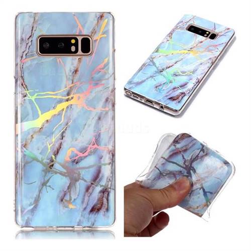 Light Blue Marble Pattern Bright Color Laser Soft TPU Case for Samsung Galaxy Note 8