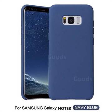 Howmak Slim Liquid Silicone Rubber Shockproof Phone Case Cover for Samsung Galaxy Note 8 - Midnight Blue
