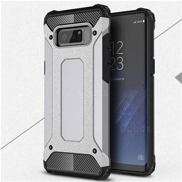 King Kong Armor Premium Shockproof Dual Layer Rugged Hard Cover for Samsung Galaxy Note 8 - Silver Grey