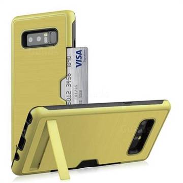 Brushed 2 in 1 TPU + PC Stand Card Slot Phone Case Cover for Samsung Galaxy Note 8 - Golden