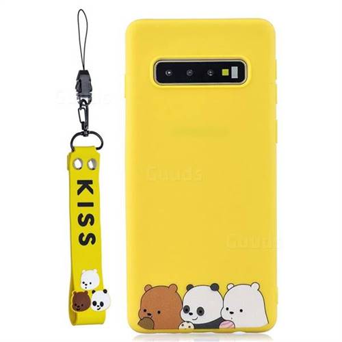 Yellow Bear Family Soft Kiss Candy Hand Strap Silicone Case for Samsung Galaxy Note 8