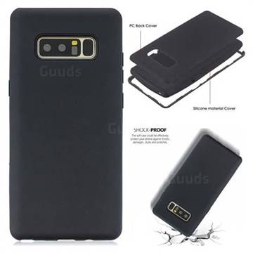 Matte PC + Silicone Shockproof Phone Back Cover Case for Samsung Galaxy Note 8 - Black