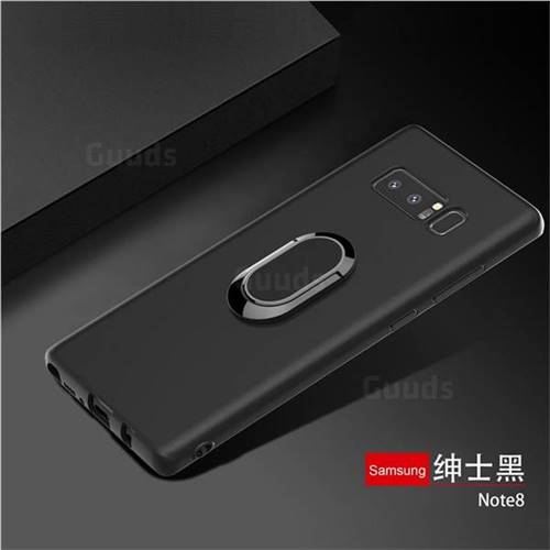 Anti-fall Invisible 360 Rotating Ring Grip Holder Kickstand Phone Cover for Samsung Galaxy Note 8 - Black