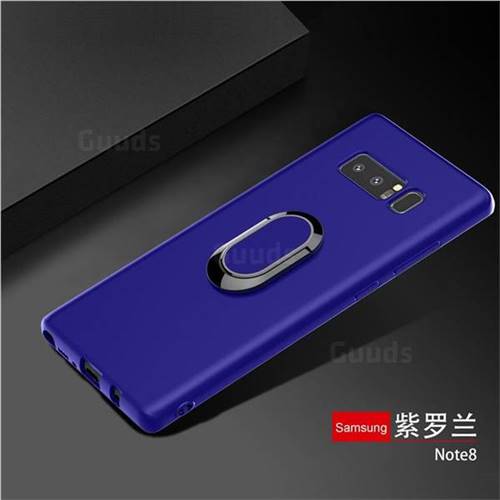 Anti-fall Invisible 360 Rotating Ring Grip Holder Kickstand Phone Cover for Samsung Galaxy Note 8 - Blue