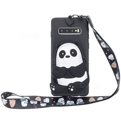 Cute Panda Neck Lanyard Zipper Wallet Silicone Case for Samsung Galaxy Note 8