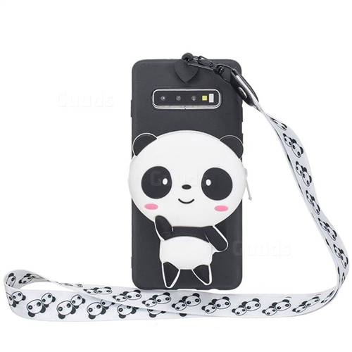 White Panda Neck Lanyard Zipper Wallet Silicone Case for Samsung Galaxy Note 8