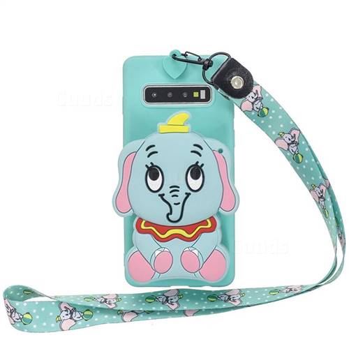 Blue Elephant Neck Lanyard Zipper Wallet Silicone Case for Samsung Galaxy Note 8
