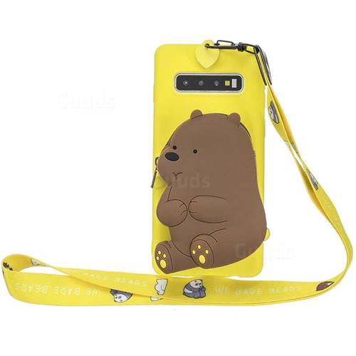 Yellow Bear Neck Lanyard Zipper Wallet Silicone Case for Samsung Galaxy Note 8