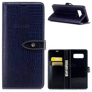 Luxury Retro Crocodile PU Leather Wallet Case for Samsung Galaxy Note 8 - Sapphire