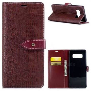Luxury Retro Crocodile PU Leather Wallet Case for Samsung Galaxy Note 8 - Light Brown