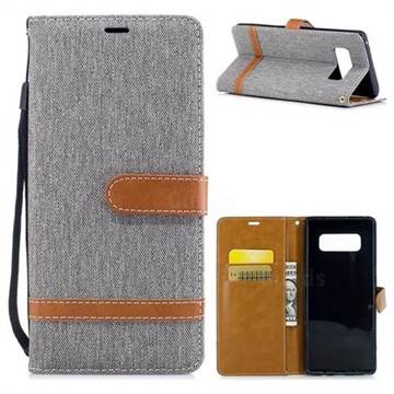 Jeans Cowboy Denim Leather Wallet Case for Samsung Galaxy Note 8 - Gray
