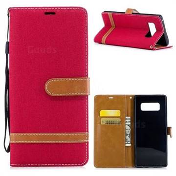 Jeans Cowboy Denim Leather Wallet Case for Samsung Galaxy Note 8 - Red