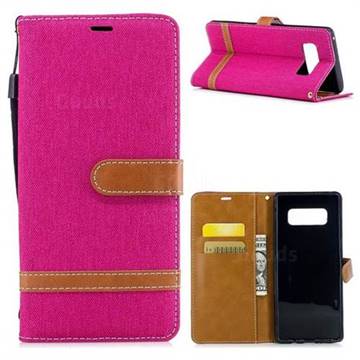 Jeans Cowboy Denim Leather Wallet Case for Samsung Galaxy Note 8 - Rose