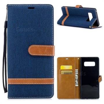 Jeans Cowboy Denim Leather Wallet Case for Samsung Galaxy Note 8 - Dark Blue