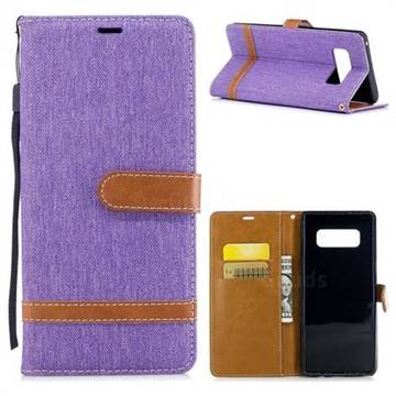 Jeans Cowboy Denim Leather Wallet Case for Samsung Galaxy Note 8 - Purple