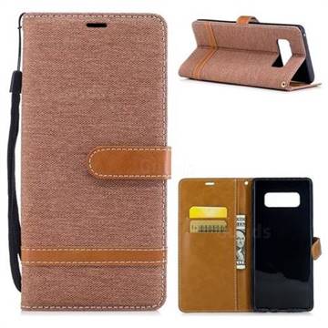 Jeans Cowboy Denim Leather Wallet Case for Samsung Galaxy Note 8 - Brown