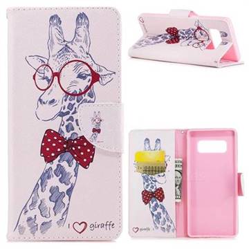 Glasses Giraffe Leather Wallet Case for Samsung Galaxy Note 8