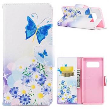 Butterflies Flowers Leather Wallet Case for Samsung Galaxy Note 8