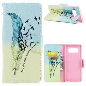 Feather Bird Leather Wallet Case for Samsung Galaxy Note 8
