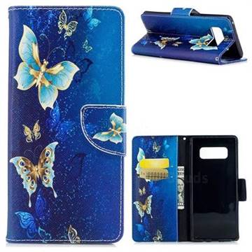 Golden Butterflies Leather Wallet Case for Samsung Galaxy Note 8