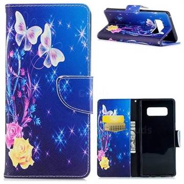 Yellow Flower Butterfly Leather Wallet Case for Samsung Galaxy Note 8