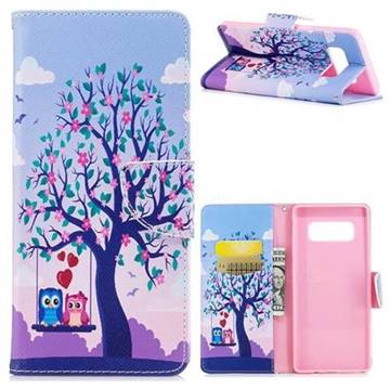 Tree and Owls Leather Wallet Case for Samsung Galaxy Note 8
