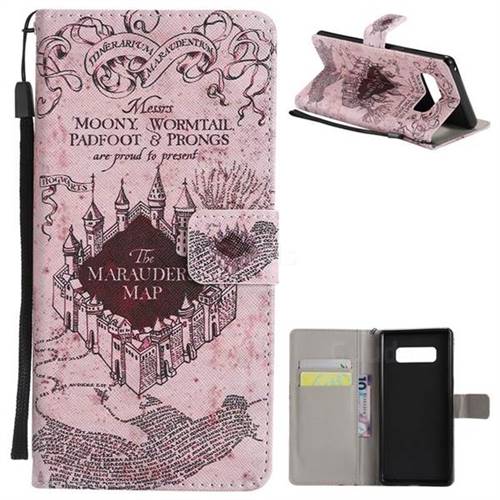 Castle The Marauders Map PU Leather Wallet Case for Samsung Galaxy Note 8