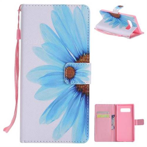 Blue Sunflower PU Leather Wallet Case for Samsung Galaxy Note 8