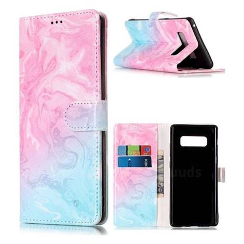 Pink Green Marble PU Leather Wallet Case for Samsung Galaxy Note 8