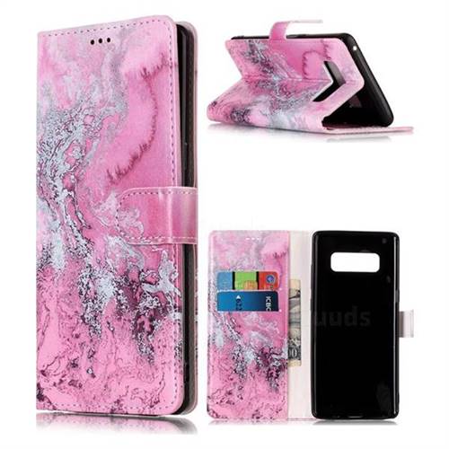 Pink Seawater PU Leather Wallet Case for Samsung Galaxy Note 8