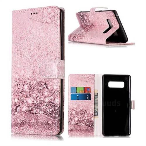 Glittering Rose Gold PU Leather Wallet Case for Samsung Galaxy Note 8