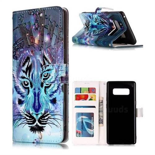 Ice Wolf 3D Relief Oil PU Leather Wallet Case for Samsung Galaxy Note 8
