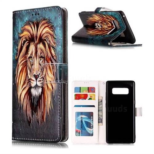 Ice Lion 3D Relief Oil PU Leather Wallet Case for Samsung Galaxy Note 8