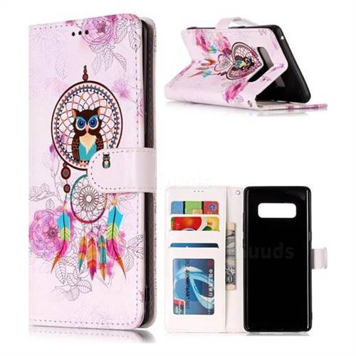 Wind Chimes Owl 3D Relief Oil PU Leather Wallet Case for Samsung Galaxy Note 8