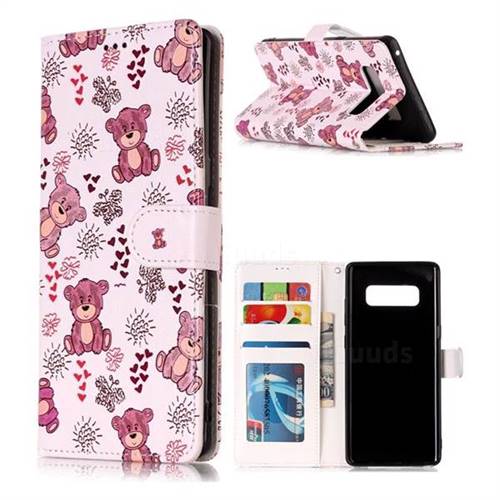 Cute Bear 3D Relief Oil PU Leather Wallet Case for Samsung Galaxy Note 8
