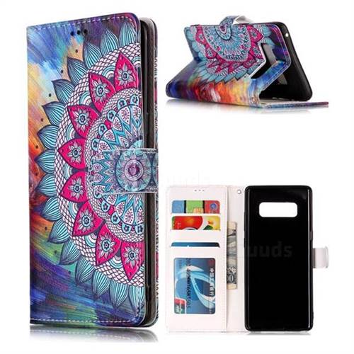 Mandala Flower 3D Relief Oil PU Leather Wallet Case for Samsung Galaxy Note 8