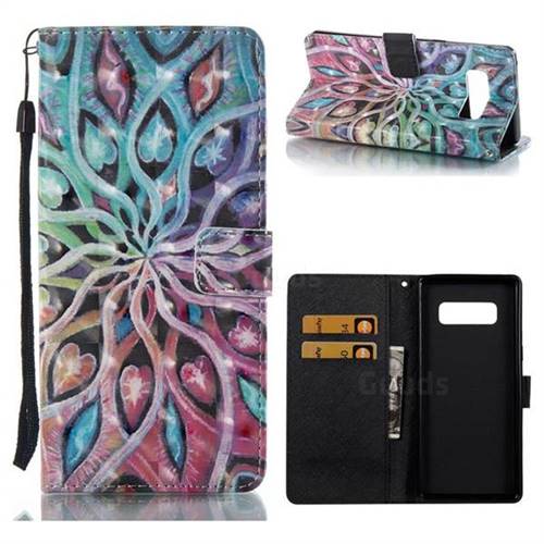 Spreading Flowers 3D Painted Leather Wallet Case for Samsung Galaxy Note 8