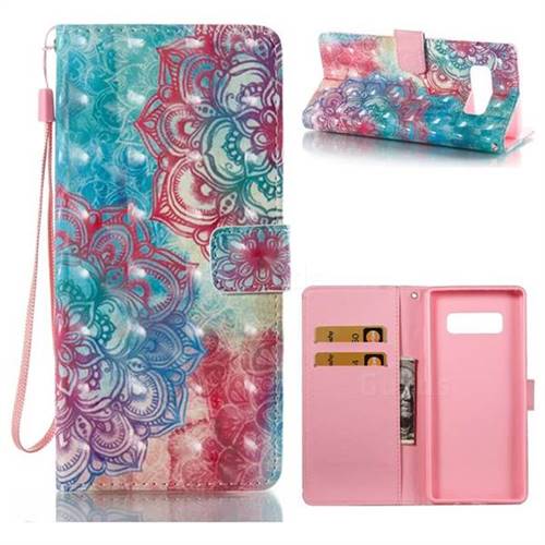 Fire Red Flower 3D Painted Leather Wallet Case for Samsung Galaxy Note 8