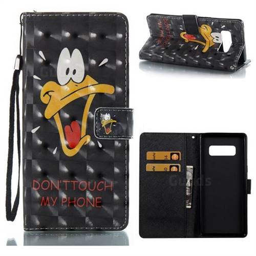 Saliva Duck 3D Painted Leather Wallet Case for Samsung Galaxy Note 8