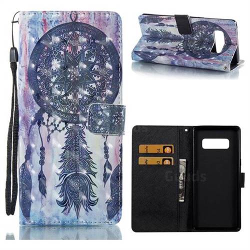 Black Campanula 3D Painted Leather Wallet Case for Samsung Galaxy Note 8