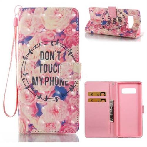 Retro Flowers 3D Painted Leather Wallet Case for Samsung Galaxy Note 8