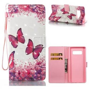 Rose Butterfly 3D Painted Leather Wallet Case for Samsung Galaxy Note 8
