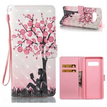 Plum Girl 3D Painted Leather Wallet Case for Samsung Galaxy Note 8