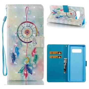 Feather Wind Chimes 3D Painted Leather Wallet Case for Samsung Galaxy Note 8