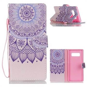 Purple Sunflower Leather Wallet Phone Case for Samsung Galaxy Note 8
