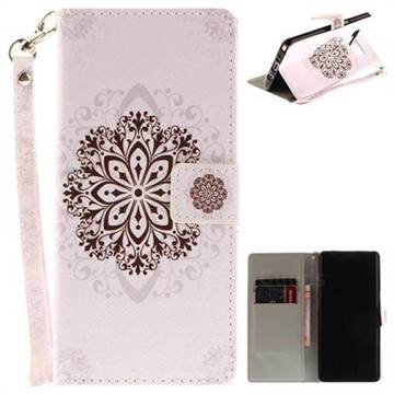 Datura Flowers Hand Strap Leather Wallet Case for Samsung Galaxy Note 8