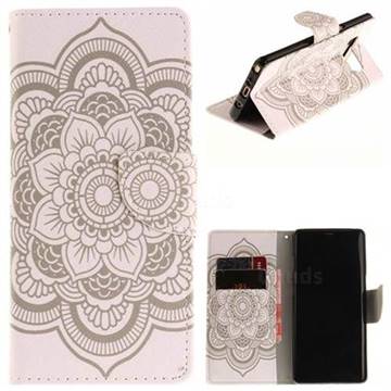 White Flowers PU Leather Wallet Case for Samsung Galaxy Note 8