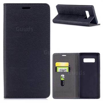 Tree Bark Pattern Automatic suction Leather Wallet Case for Samsung Galaxy Note 8 - Black